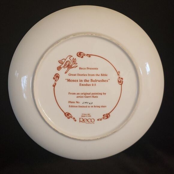 Vtg 1987 Ltd Edition Numbered Decorative Plate "Moses in the Bulrushes" 9.25" - Picture 2 of 6